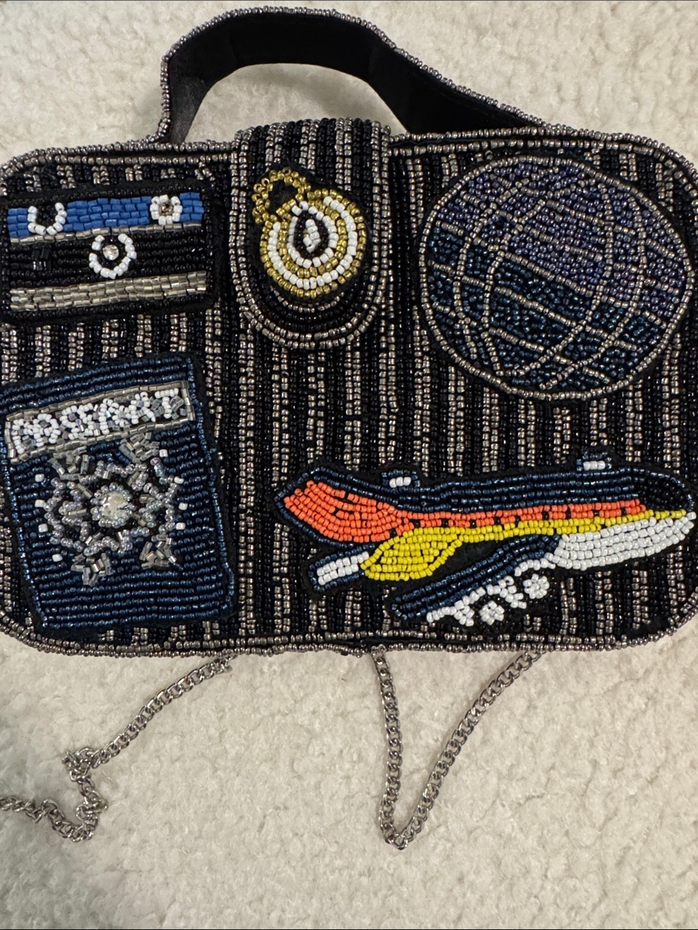 Beaded Travel Patchwork Crossbody Bag in Black - Picture 2 of 8